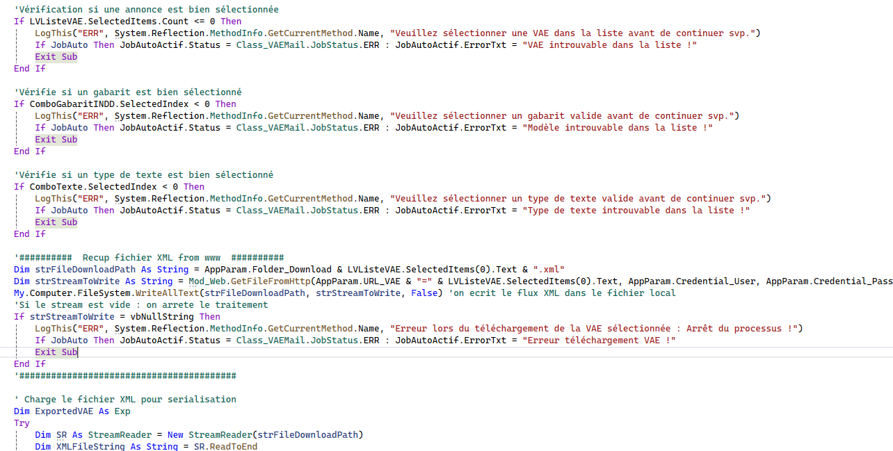 Contrôles et récupération du flux XML